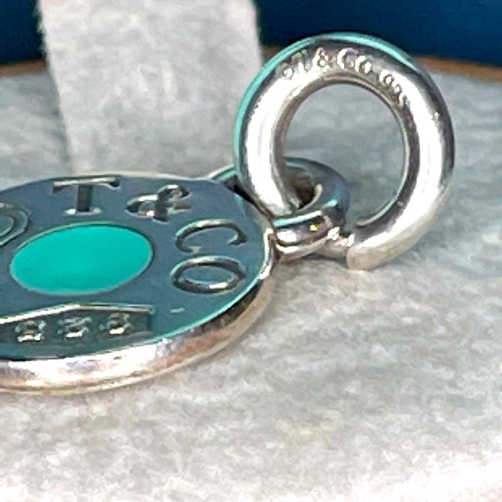 Tiffany & Co 1837 blue enamel circle charm pendant